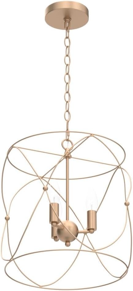 classy leaves Gold Chandelier, Gold Pendant Lighting, Cylinder Foyer Pendant Lighting for Kitchen Island & Dining Room, Gold Finish, 13’’ L x 13’’ W x 14’’ H