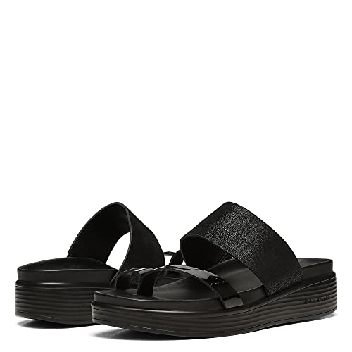 Donald Pliner Women's Farris Distressed Metallic Wedge Sandal, Black, 9.53