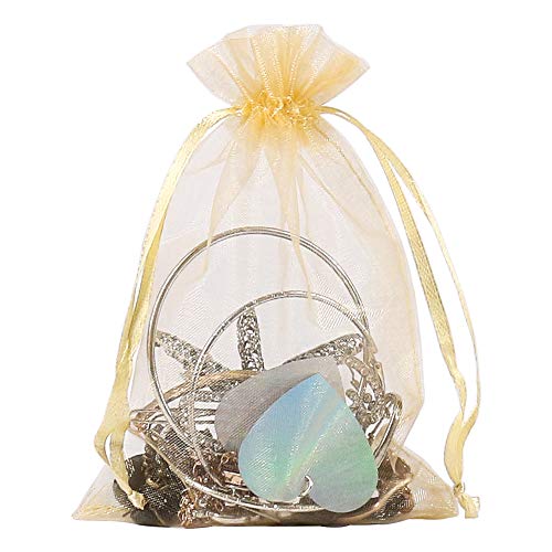 HRX 100pcs Gold Organza Gift Bags