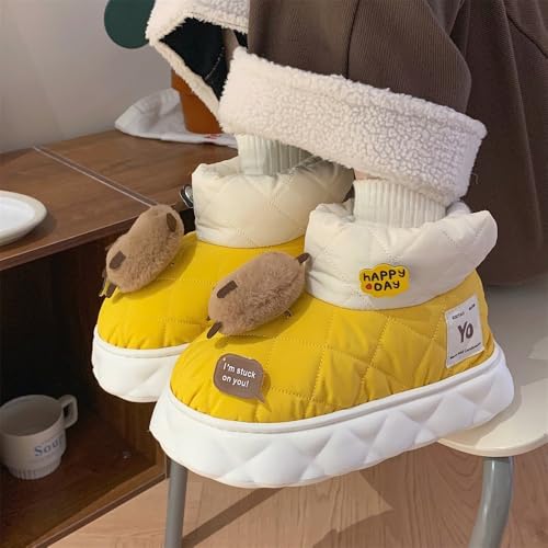 Capybara Slippers Cute Fuzzy Warm Plush Winter Shoes, Cozy Indoor Outdoor House Sandals Bedroom Comfortable Wear Soft Cloud Slides Furry Lightweithg Anti-Skid Rubber Grips Funny Platform Slippers2