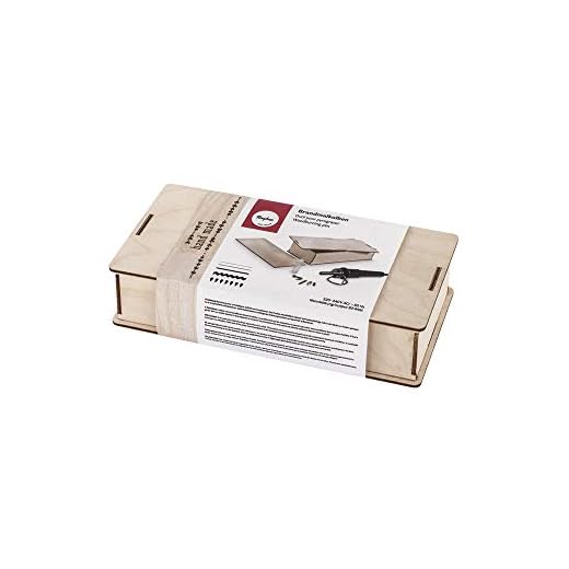 Rayher 89366000 Pirograbador de madera, cuero y corcho, Incluye estuche de madera, 5 puntas, soporte y pieza para practicar