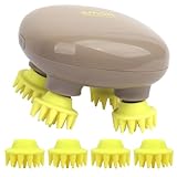 Fronnor Electric Scalp Massager Portable Head Scratcher with Tissue Kneading Nodes with 4 Replacement Massage Heads
