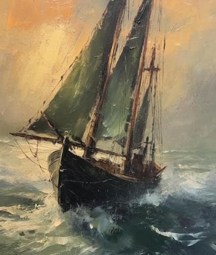 ZMHZMY Paint by Number Kits Sea Waves Sailing Ship DIY Digital Canvas Oil Painting Art Decor for Adults Beginner,40x50cm Frameless