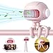 Orzbow Ventilador USB Cochecito con Trípode Flexible, Sin Cuchilla Ventilador Portátil con Batería para con LED, 3 Velocidades,4000 mAh para Coche/Bicicleta/Camping/Barbacoa/Gimnasio (Rosa)