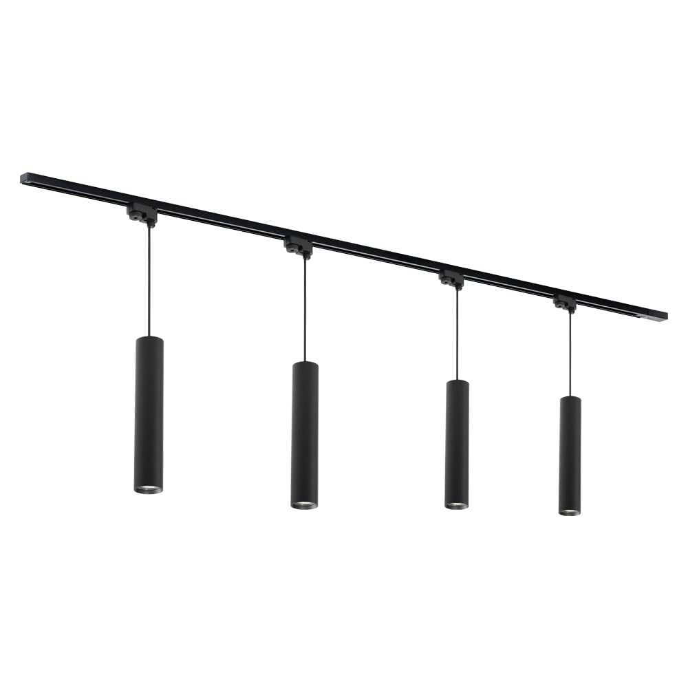 Qub Focus III 1-Phasen LED Schienensystem 200cm 4x GU10 Pendelleuchten Deckenstrahler Schwarz