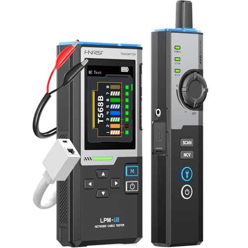 FNIRSI LPM-10A Ethernet Tester Network Cable Tester Kit for CAT5 CAT6 RJ11 RJ45 Wire Tracer & Cable Toner PoE/NCV/Length Test Rechargeable Ethernet Cable Tester