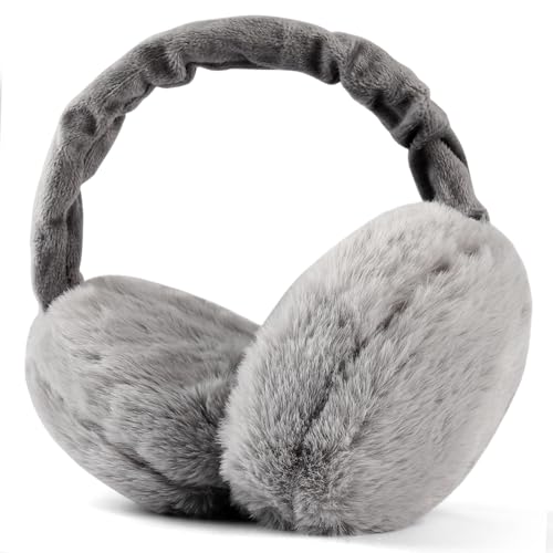 Aoreun Orejeras, orejeras frio, Plegable Tamaño Ajustable orejeras, Suave y confortable Earmuff de invierno resistentes al viento y cálidas, Earmuff Hombres Mujeres, para Deportes Exterior (Gris)