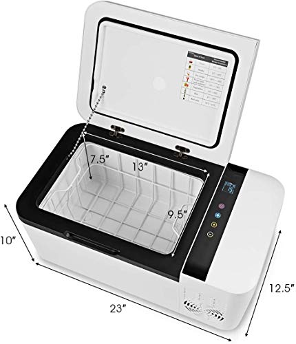COSTWAY Compact Car Freezer, Portable Travel 12V Fridge, with Compressor, Double Handles, LCD Display Screen for Car and Home, Camping, Truck Party, Travel, Picnic Outdoor (16 Quart)