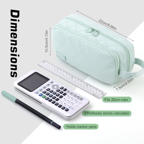 Image of EASTHILL Large Capacity Pencil Case Cute Pencil Pouch with Handle Stationery Pen Bag for Teen Girls-Green
