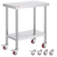 VEVOR Arbeitstisch Edelstahl 76 x 46 x 86 cm Werkbank Catering Arbeitstisch etwas 100 kg für Belastbarkeit Lebensmittel Zubereitungstisch Gewerbliche Arbeitstisch für Küche 4 verstellbare Füße