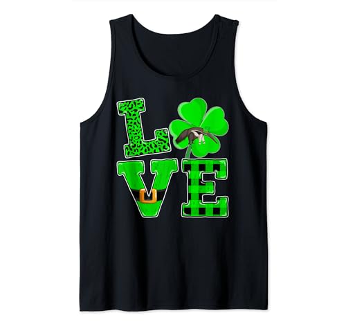 Leprechaun Irish Shamrock Love Anteater St Patrick's Day Tank Top