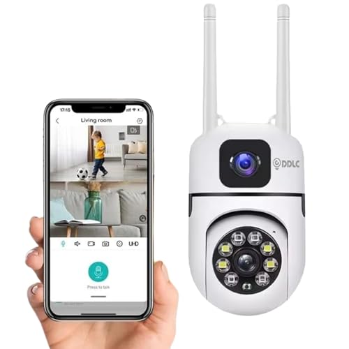 DDLC 4+4MP Dual Lens Mini Wireless PTZ | Live Monitoring | CCTV Camera Color Night Mode | Motion Detection | Two-Way Audio | Indoor/Outdoor Security Camera for Home (Dual Lens MINI Dome)