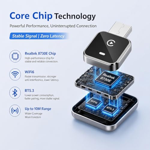 2-in-1 Wireless CarPlay Adapter for iPhone iOS & Android 11+, Plug and Play, Fast Auto-Connect, Realtek 8730E Chip Stable & No Latency, Wired to Wireless Adapter with USB-A/Type-C Port (CM101) - image 4