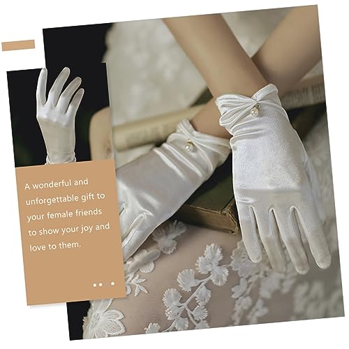 1 Pair Elegant Satin Gloves for Women Bridal Wedding Chic Mesh Design for Dance Parties Special Occasions Fits All Comfortable Eye Catching Accessory2