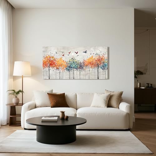SERIMINO Minimalist Tree Wall Decor, Forest Landscape Canvas Prints 24"x48" — view 2