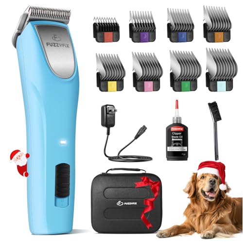 FuzzyFix Professional Dog Clippers for Grooming - 2 Speed Pet Grooming Kit for Thick Curly Matted...