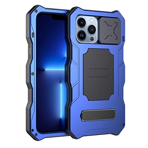 Coque Full Body Armor iPhone 13 Pro Max étui antichoc métal bleu