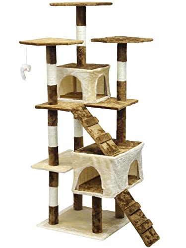 Homessity 63" Light Weight Economical Cat Tree Kitty Scratcher Kitten Condo Tower House Furniture For With Sisal Covered Posts For Indoor Cats, Beige & Brown #TOP1