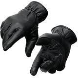Milwaukee Leather MG7715 Women's Black Leather Thermal Lined Motorcycle Gloves w/Cinch Wrist Closure - Large