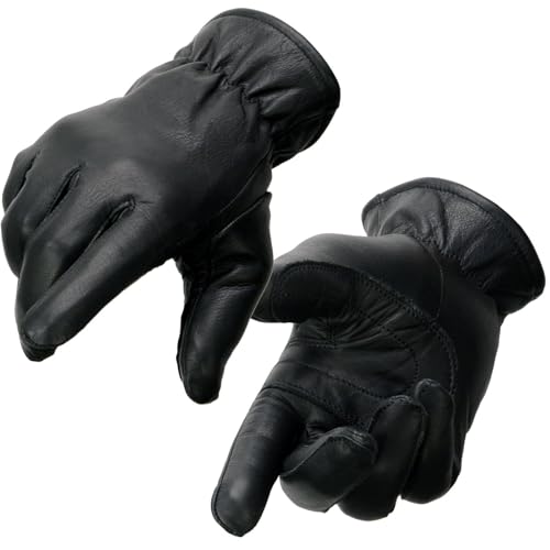 Milwaukee Leather MG7715 Women's Black Leather Thermal Lined Motorcycle Gloves w/Cinch Wrist Closure - Medium