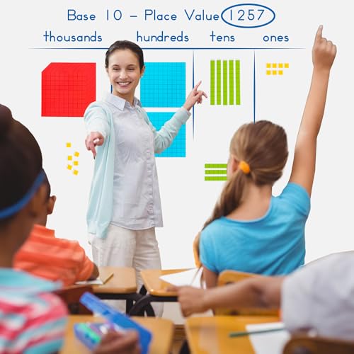 131 PCS Jumbo Magnetic Base Ten Blocks for Math - Place Value Blocks, Base 10 Math Manipulatives K-3, Number Blocks, Math Counters for Kids, Math Cubes, Counting Blocks, Kindergarten 1st 2nd 3rd Grade - Image 8