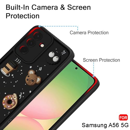 Image of TheGiftKart Back Cover Case for Samsung Galaxy A56 5G | Cute Fun Cartoon 3D Bear Coffee Case | Full Camera Protection | Shockproof Back Cover Case for Samsung Galaxy A56 5G (Silicone, Black)