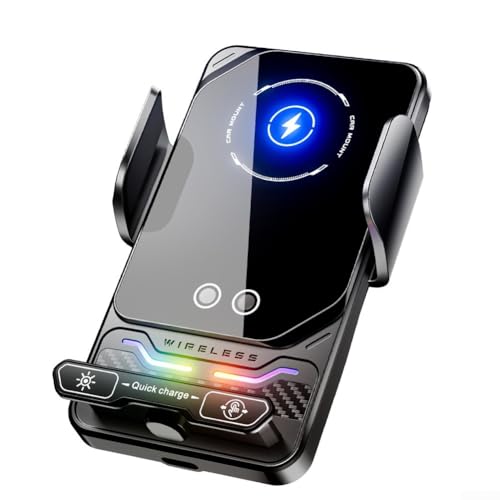 Support chargeur de voiture sans fil 15 W avec pince activée par induction et design compact pour montage sur tableau de bord de véhicule