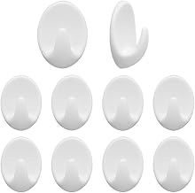 10 PCS Self Adhesive Plastic Wall Hooks - Small Extra Sticky White Stick on Hooks for Hanging No Drilling for Kitchen Bathroom
