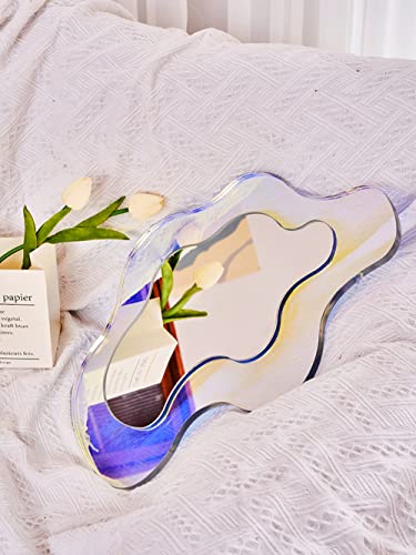 Xiaoyue Wavy Mirror, Wavy Acrylic Mirror, Rainbow Irregular Aesthetic Vanity Mirror Frameless, Retro Mirror For Living Room, Bedroom, And Minimal Spaces Home Decor (9.84‘’X14.17'') #TOP7