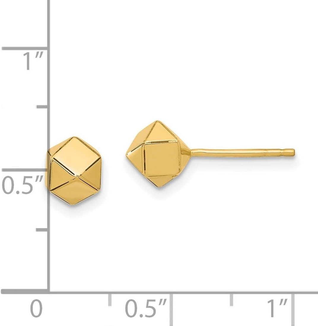10k Solid Yellow Gold Polished Geometric Ball Post Earrings 5.6x5.6mm Wide Ball Earring for Women