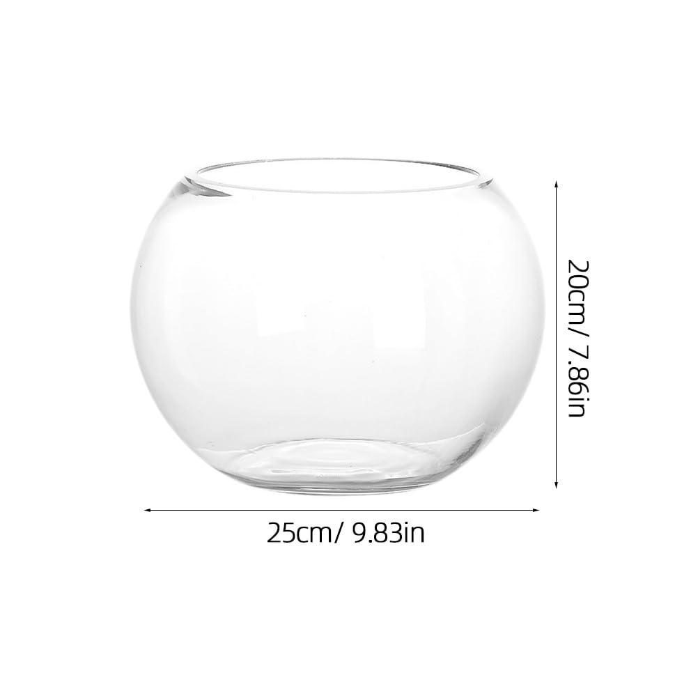 SEWACC Klares Glas-goldfischglas - Rundes, Transparentes Tisch-Aquarium mit Blumentopf - Dekoratives Aquarium für Zuhause Oder Büro