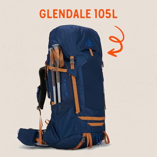 Image of Kelty Glendale 65L to 105L Internal Frame Backpack - Multi-day Backpacking Thru Hiking Pack, Adjustable Suspension, Customized Fit (Pageant Blue, 105L)