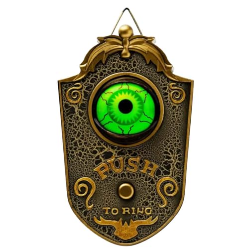 Eletrônico Halloween Campainha Porta Olho Mexe c/Som e Luz Animafest - Dourado