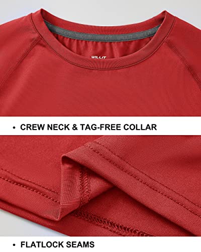 Willit Boys' Youth Compression Shirts Long Sleeve Football Baselayer Kids Soccer Undershirts Quick Dry Red M #TOP4