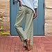 Capsule Wardrobe for Women 2026 Wide Leg Linen Pants Women Business Casual Work Pant Elastic High Waist Summer Fashion Cropped Trousers with Pockets Green