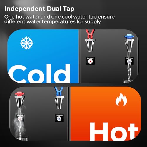 Image of Commercial Hot and Cold Water Dispenser, 60L(15.9Gal) /H Hot Water Boiler with Timer & Temp Settings, 1600W Electric Warm Drink Dispenser with 17L /4.5Gal Inner Tank for Cafe Office Countertop