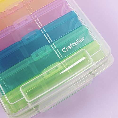 Craftelier - Portable Transparent Storage Box with 6 Mini Translucent Coloured Boxes for Scrapbooking and Other Crafts Materials - Image 2