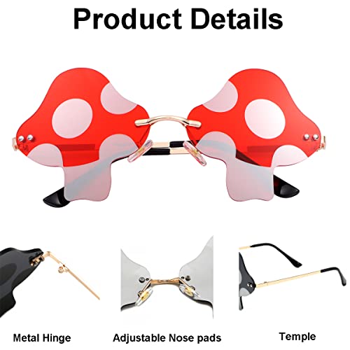 JOVAKIT Mushroom Shaped Sunglasses for Women Men Vintage Rimless Sun Glasses Retro rave Party Halloween Eyeglasses3