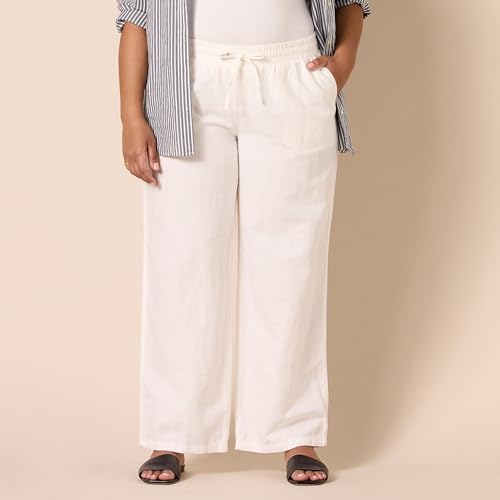 Image of Amazon Essentials Women's Linen Blend Drawstring Relaxed Fit Wide Leg Pants (Available in Plus Size)