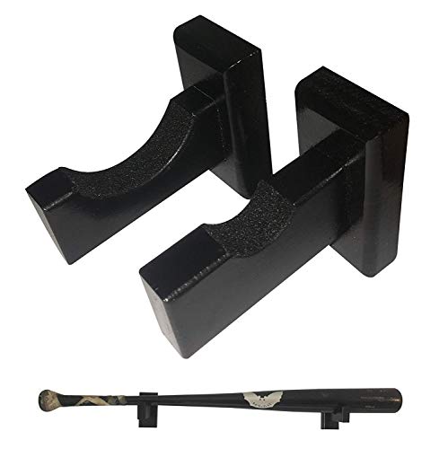 Baseball Bat Display Wall Mount - Handmade in USA Solid Maple w/Felt Liner and Hidden Screws - Horizontal Bat Hanger (Black)