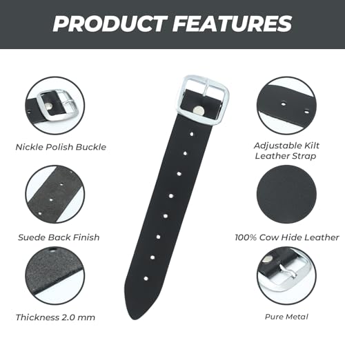 Mens Kilt Genuine Leather Belt Extender,7 inch Length 1.25 inch Wide(Set of 3),Kilt for Men Extension,Men’s Kilts Straps2