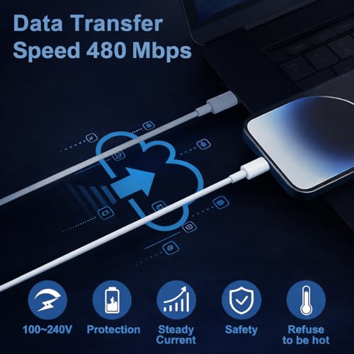 Image of iPhone 20W Original Charger with 3.3 Ft Lightning Braided Cable [2Year Warranty] for iPhone 14 /14Plus /14Pro /14 Pro max /13 /13Pro /13Pro max /12 /12Pro /12mini /11 /X /Xr Series |MFi-Certified (Adapter+Cable)