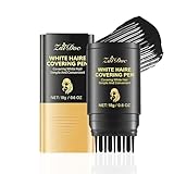 ZAIDOC White Hair Covering Pen, Hair Root Touch Up Stick, Gray Hair Concealer with Olive Oil, Water-Resistant & Quick-Dry, Hair Color Makeup, Lasting Portable, Black