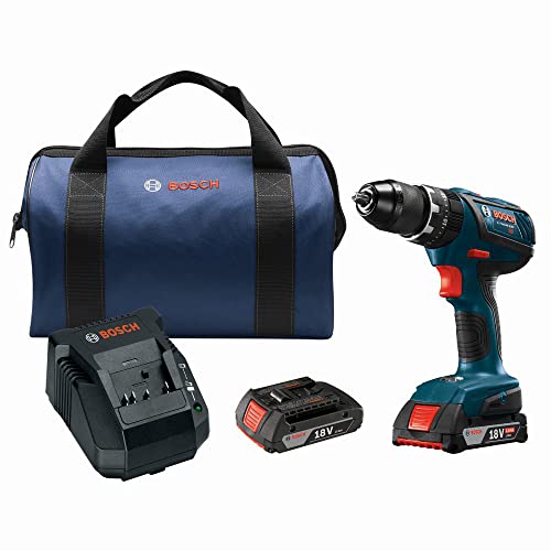 Bosch HDS181A-02-RT 18V Lithium-Ion 1/2 in. Cordless Hammer Drill Driver Kit (2 Ah) (Renewed)