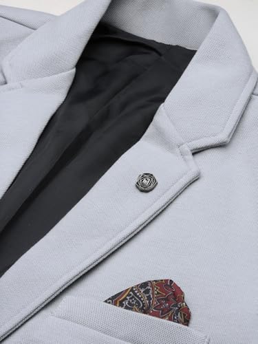 Image of SHOWOFFFF Men Solid Single Breasted Casual Blazer | Notched Lapel Full Sleeves Cotton Blazer for Mens | Slim Fit Regular Length Blazer for Men's