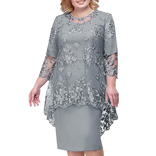 Fulidngzg Kleider Festlich Damen Curvy Wickelkleid Cocktailkleid Italienische Mollige Chiffonkleid Große Größen Midikleid Bauchweg Ab 50 Jahren...