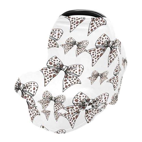 Nesatuwa Baby Car Seat Cover Bow Ribbon Breastfeeding Covers Stretchy Breathable Multi-Use Cover Carseat Canopy for Girls and Boys