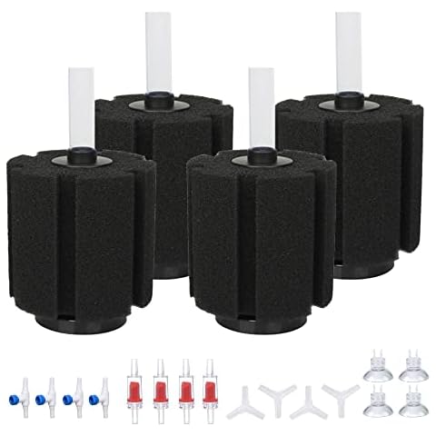 ALEGI 4pcs Large Aquarium Sponge Filter with Suction Cups, Check Valves for Breeding Fry Betta Shrimp Fish Tank (X-Large for 40-80 Gal 4 Pcs) Cover