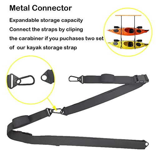 YONGZHAO Kayak Storage Strap SUP wall Mount Hangers Surf Hander Paddle Board Sling Rack Mount with Paddle Clips for Garage Indoor and Outdoors - Image 4