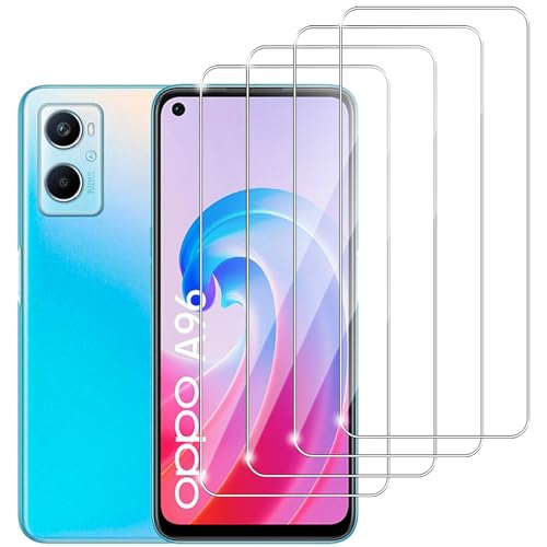 Dlxiks Protector de Pantalla para Oppo A96 4G, Cristal templado Antiarañazos,Dureza 9H, fácil instalación, Sin Burbujas, Antiarañazos, HD Transparente, 4 Unidades